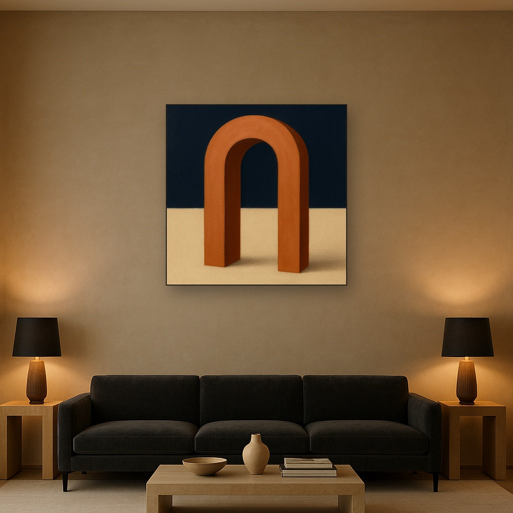 Terracotta Clay & Cream Arch No. 4 - Modern Fine Art Oil Painting - View 2