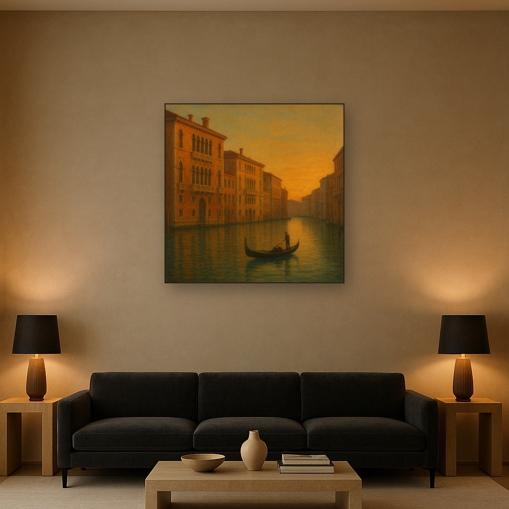 Venetian Canal Palaces at Golden Hour No. 10 Oil Painting - View 2