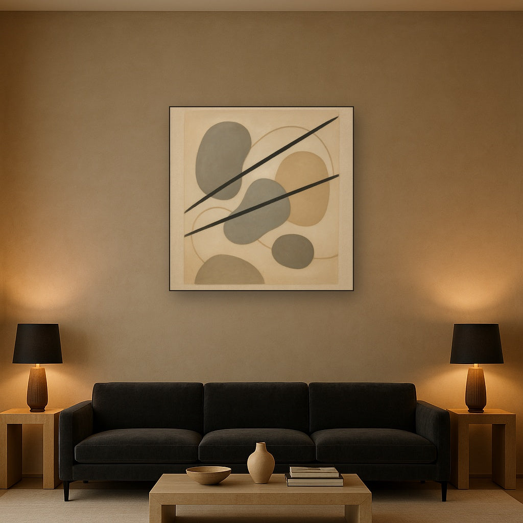 Organic Pebble Contours & Slanted Lines No. 24 Oil Painting - View 2