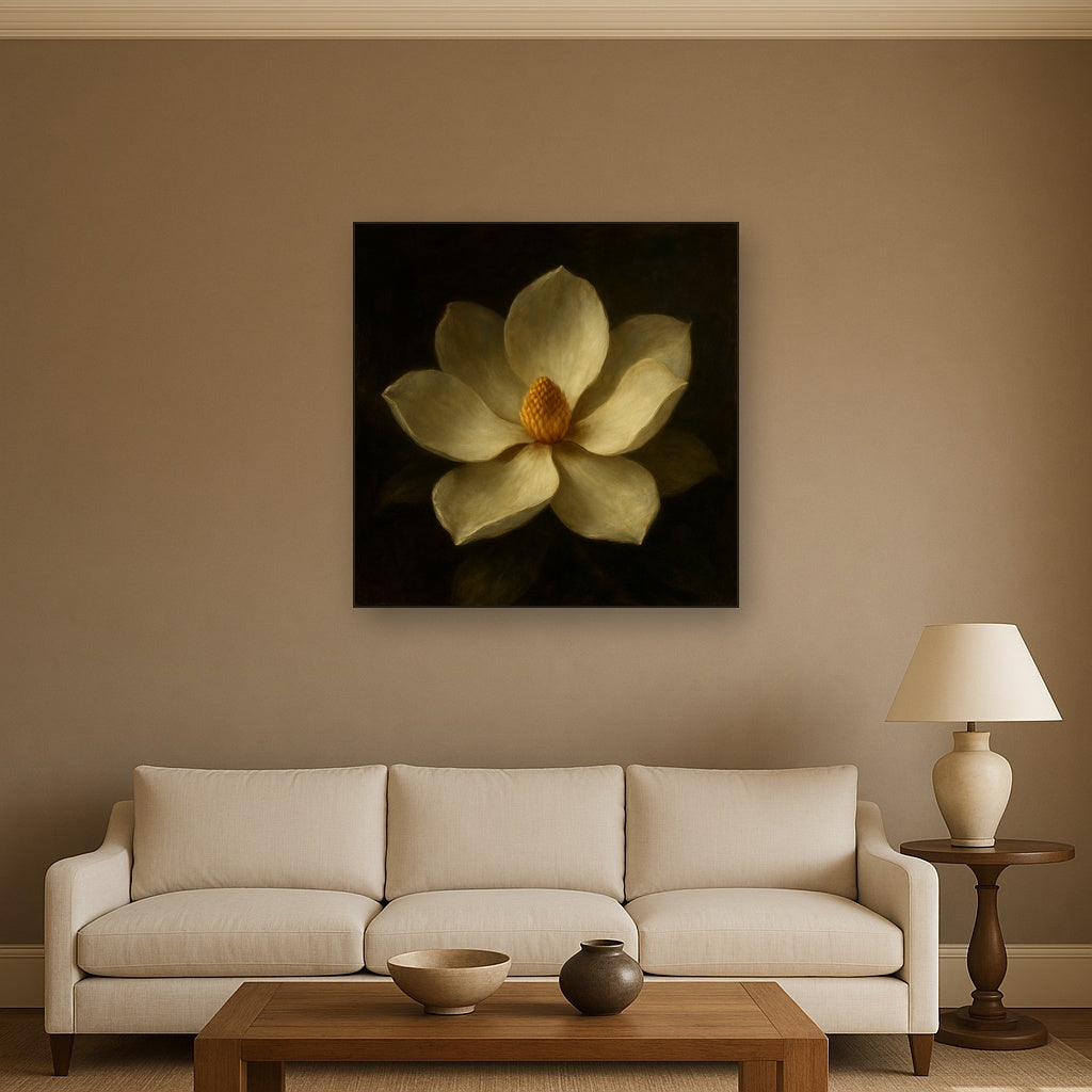 Magnolia Blossom in Quiet Chiaroscuro No. 11 Fine Art Oil Painting - View 2