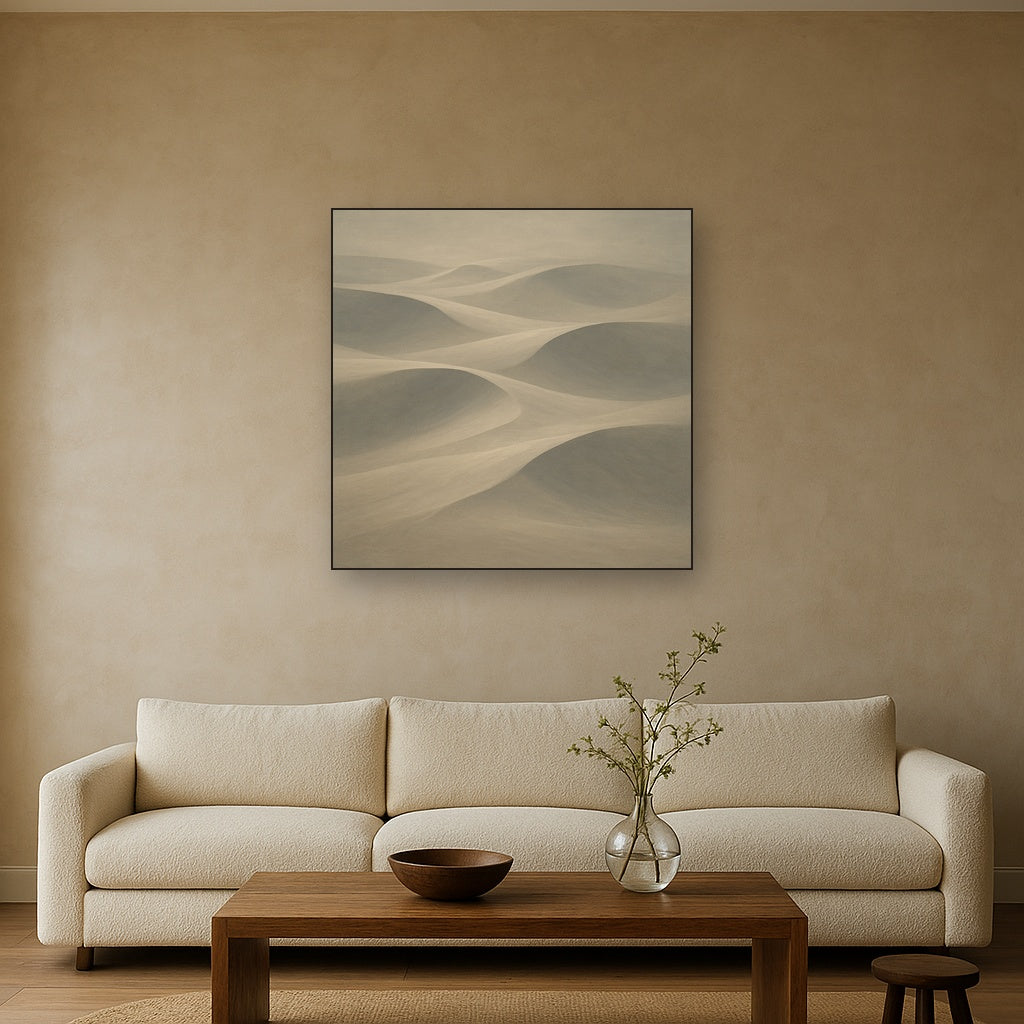 Monochrome Sand Dune Contours & Pale Slate No. 10 Oil Painting - View 2