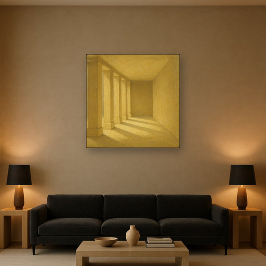 Minimalist Colonnade Light Passage No. 5 Oil Painting - Styled in Modern Living Room