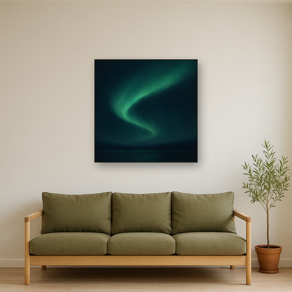 Aurora Borealis Veil in Deep Midnight Indigo No. 19 Oil Painting - View 2