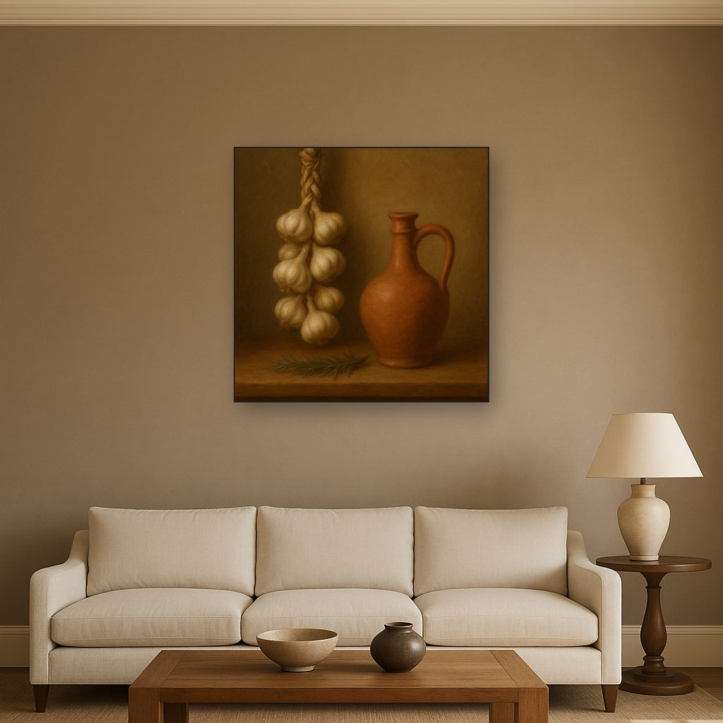 Tuscan Garlic Braid & Terracotta Cruet No. 2 Oil Painting - View 2