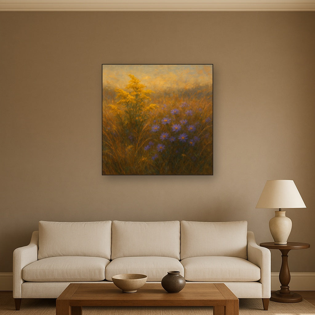 Goldenrod & Autumn Asters in Rustic Meadow No. 11 Fine Art Oil Painting - View 2