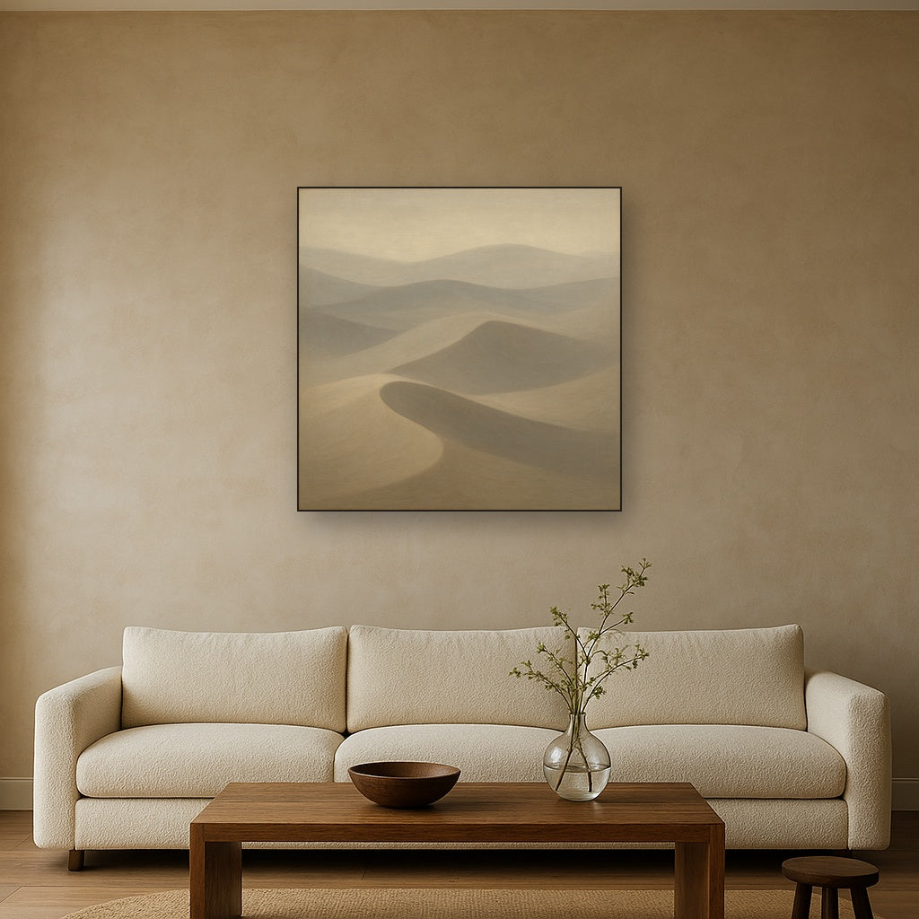 Monochrome Sand Dune Contours & Pale Slate No. 7 Oil Painting - View 2
