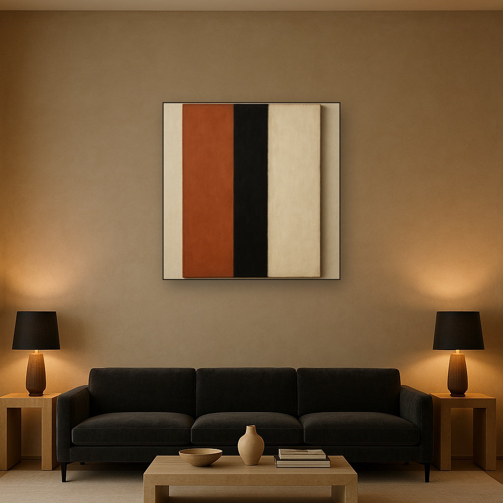 Deep Charcoal & Bone Monolith No. 1 - Modern Fine Art Oil Painting - View 2