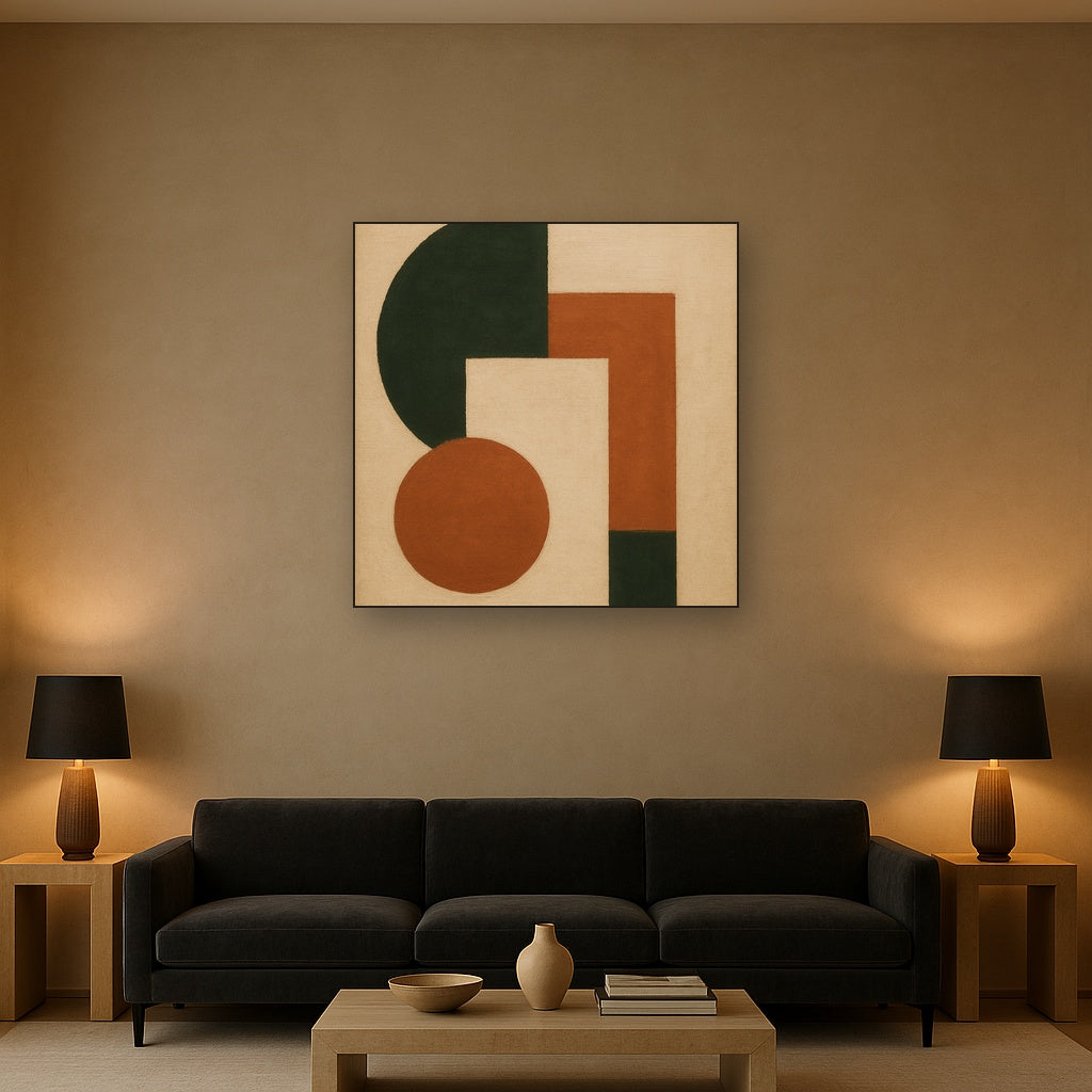 Forest Emerald & Chalk Interlock No. 6 - Modern Fine Art Oil Painting - View 2