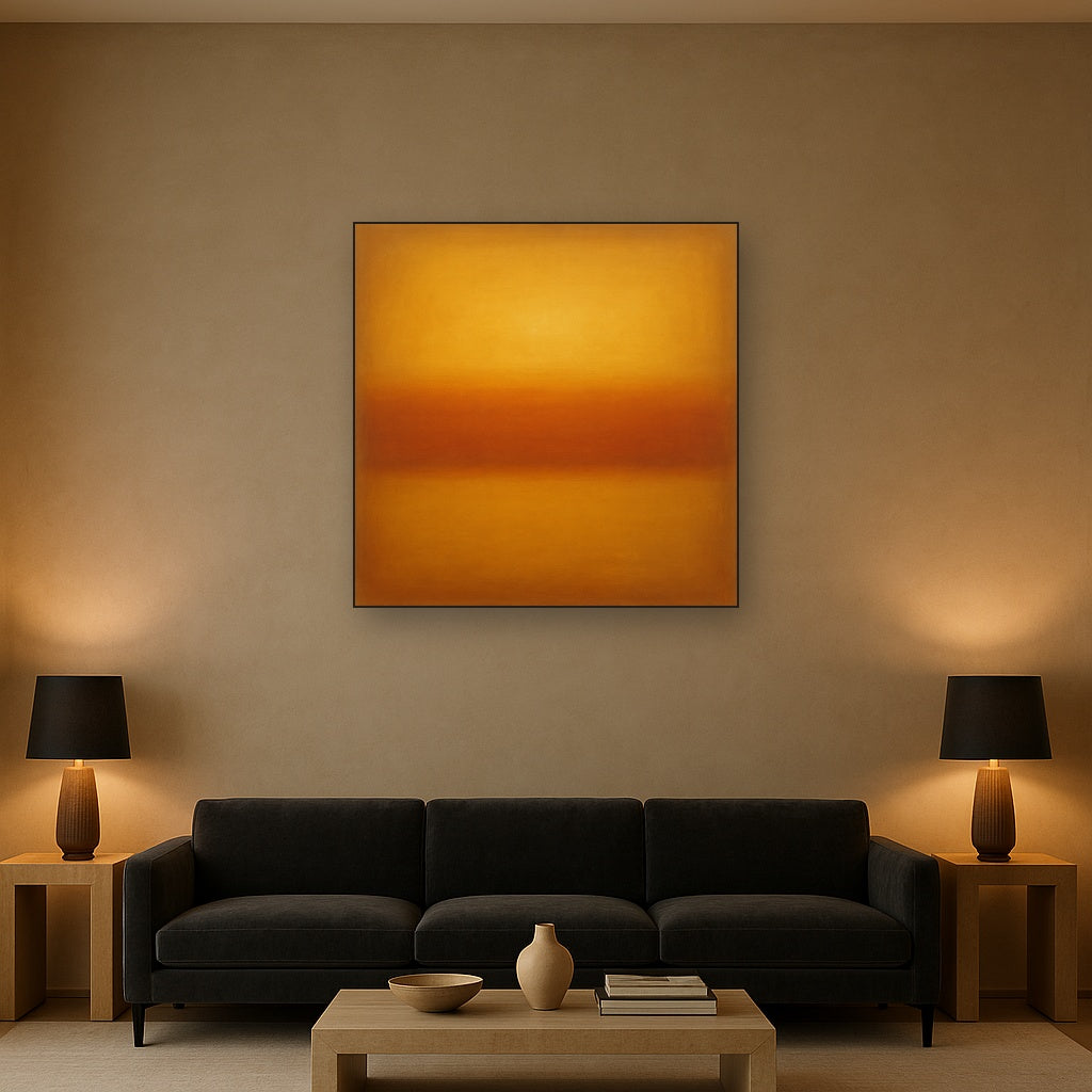 Warm Amber & Raw Sienna Sunset Meditation No. 21 Oil Painting - View 2