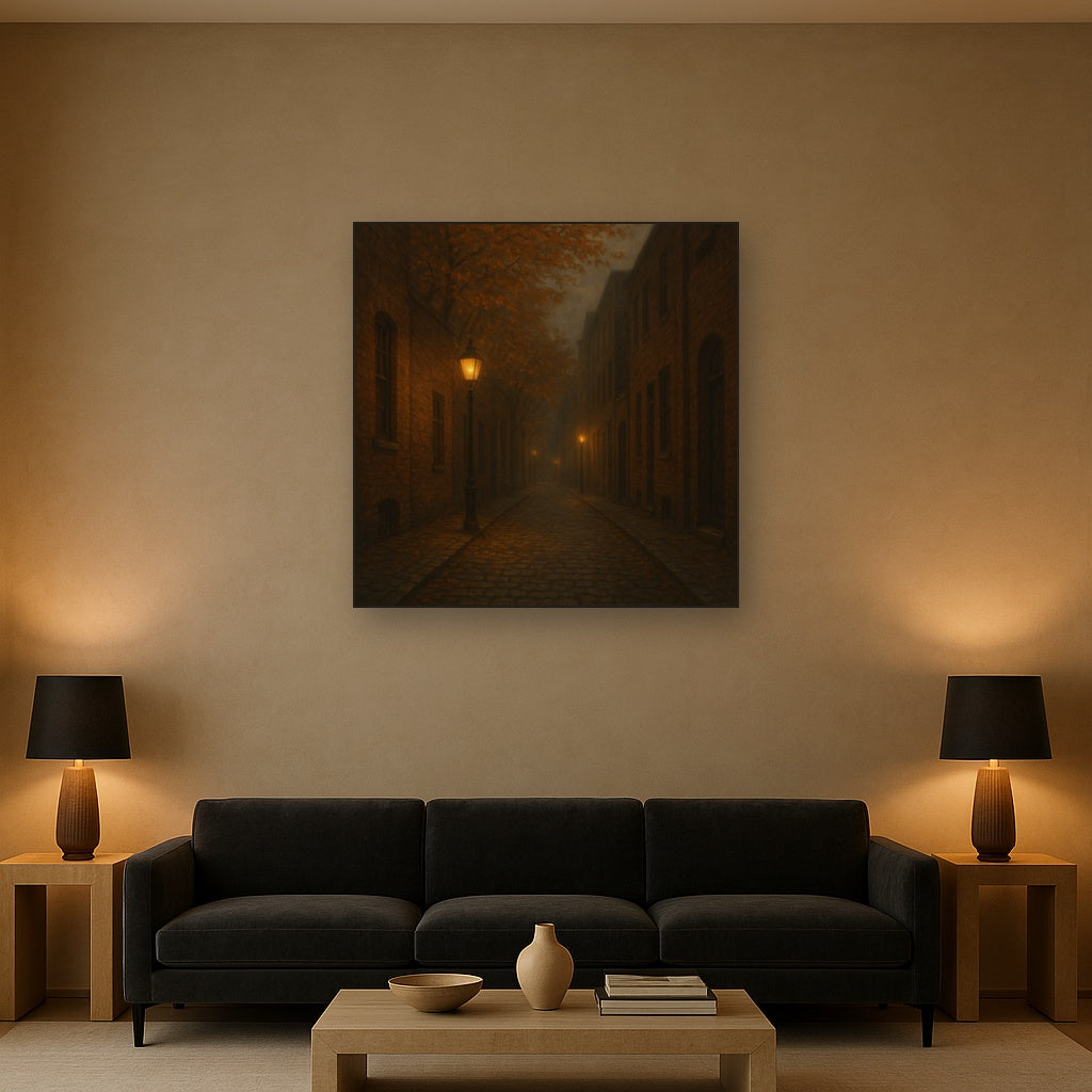 London Gaslamp Alley in Autumn Dusk No. 11 Oil Painting - View 2