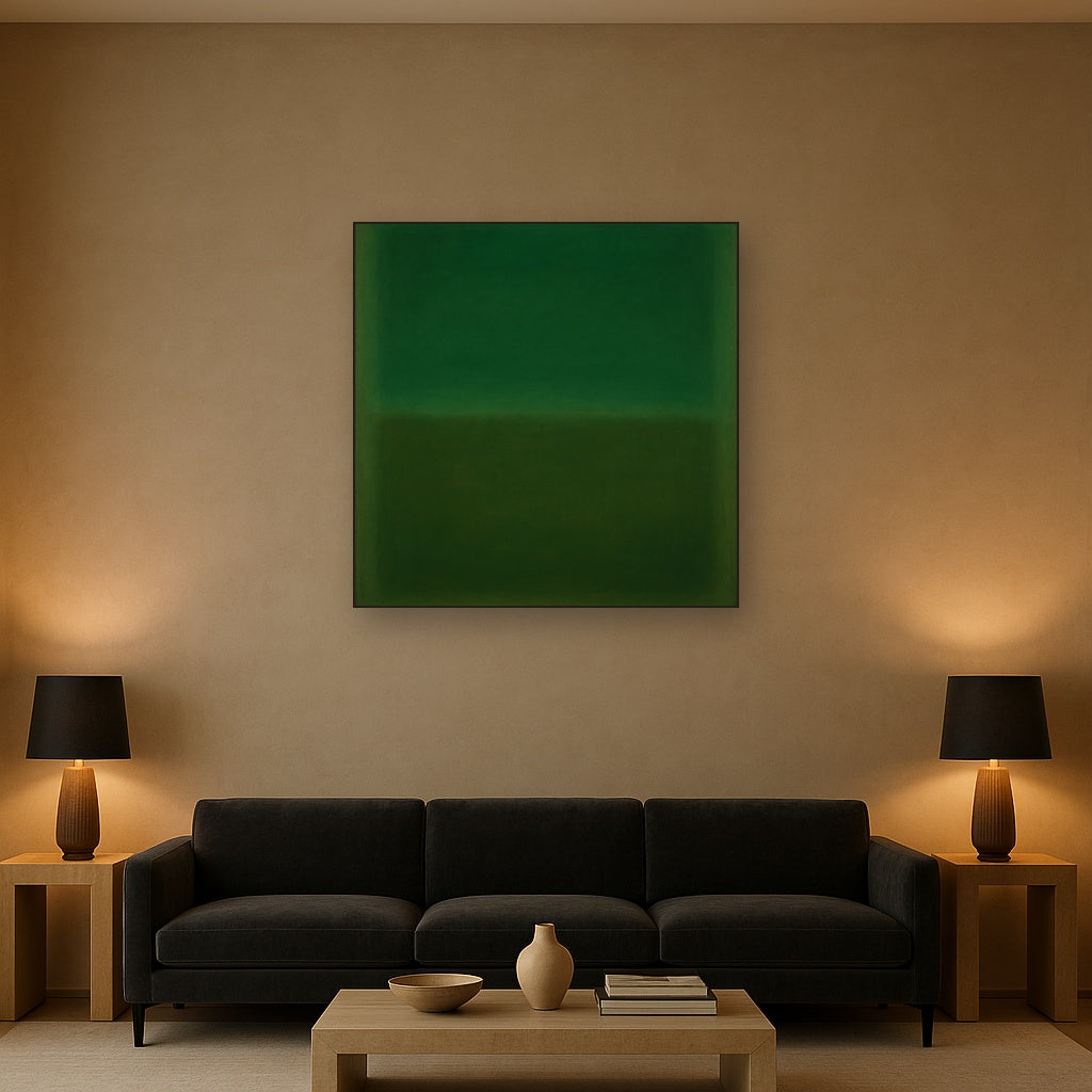 Forest Emerald & Deep Moss Contemplative Field No. 16 Oil Painting - View 2