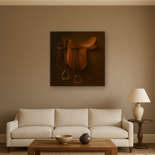 Vintage Bridle & Polished Leather Saddle No. 16 Oil Painting - View 2