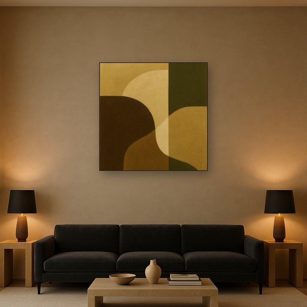 Minimalist Asymmetrical Balance in Raw Umber No. 6 Oil Painting - View 2