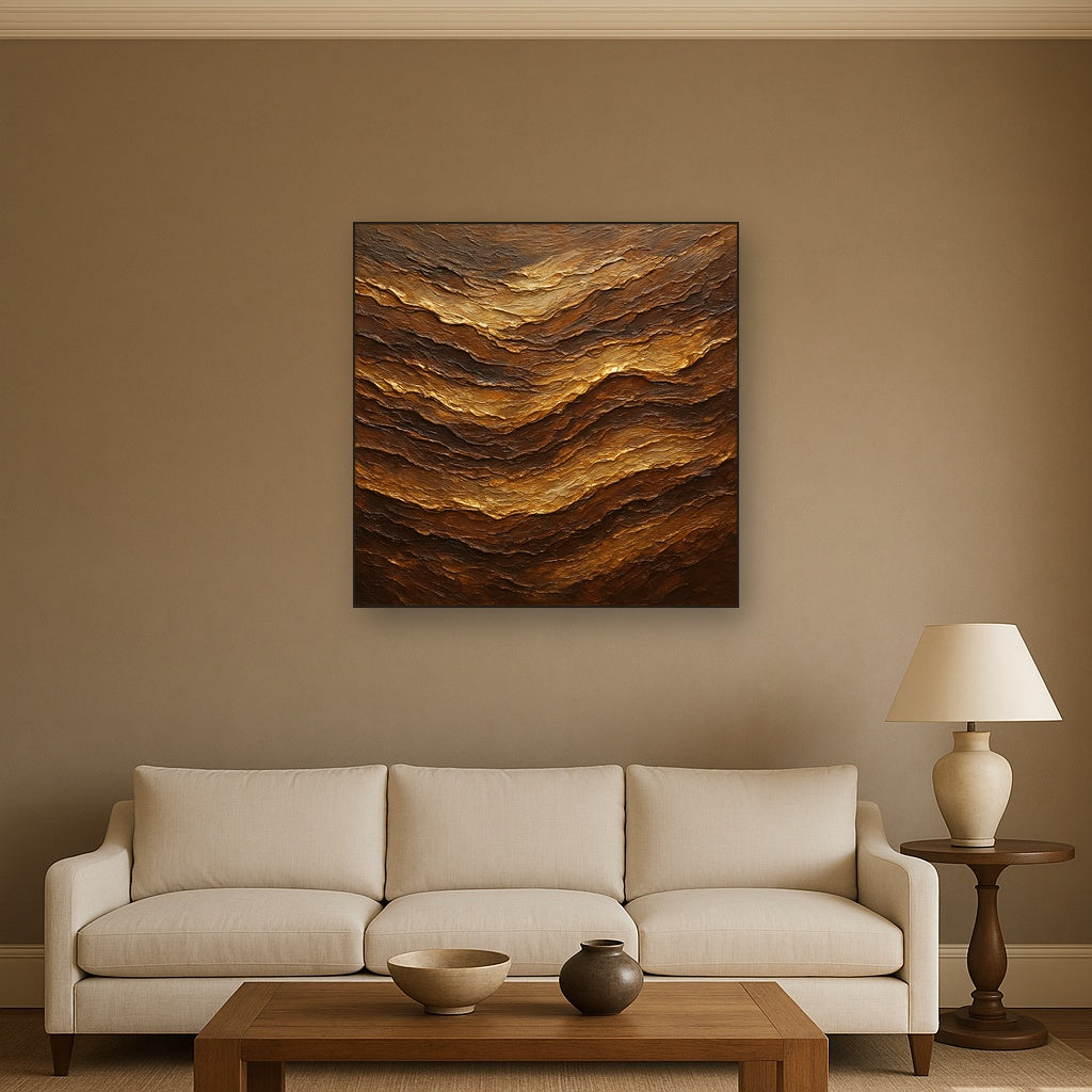 Molten Bronze Strata Heavy Impasto Oil Painting - View 2