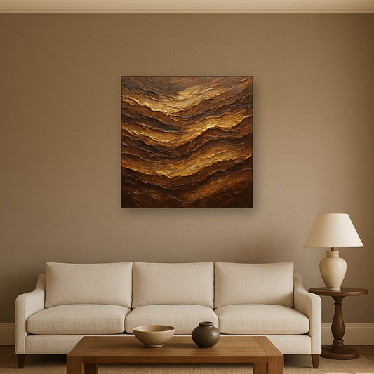 Molten Bronze Strata Heavy Impasto Oil Painting - View 2