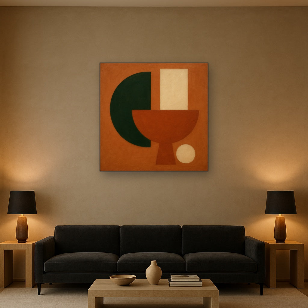 Forest Emerald & Chalk Interlock No. 6 - Modern Fine Art Oil Painting - View 2