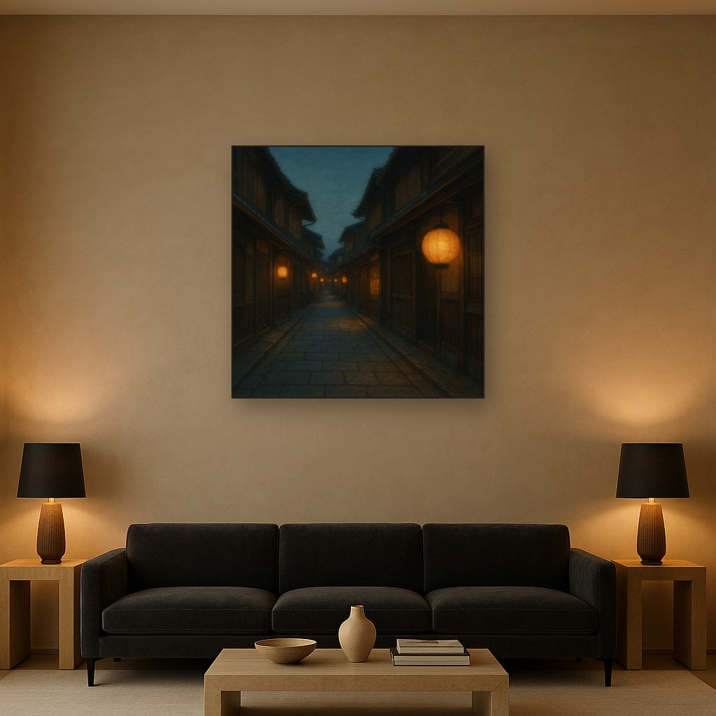 Old Kyoto Gion Alley in Soft Lantern Light No. 17 Oil Painting - View 2