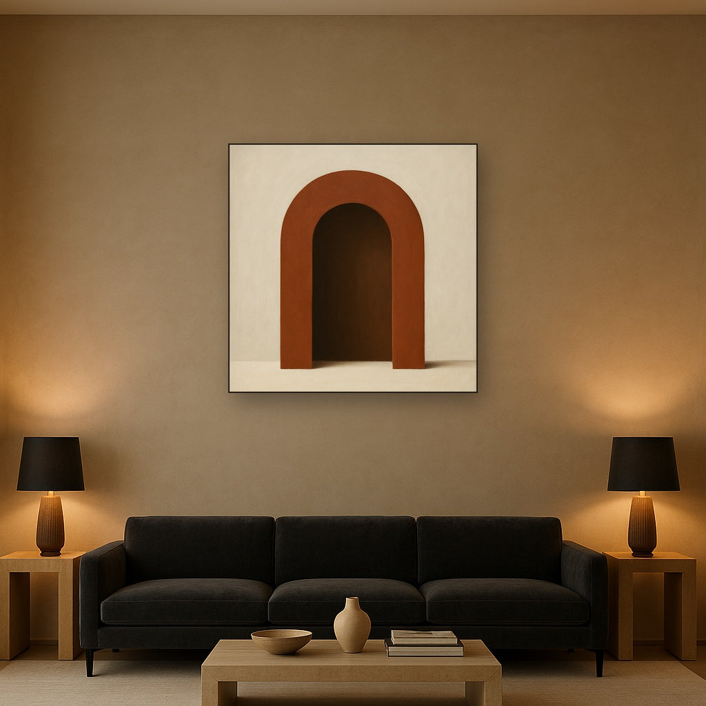 Terracotta Clay & Cream Arch No. 4 - Modern Fine Art Oil Painting - View 2