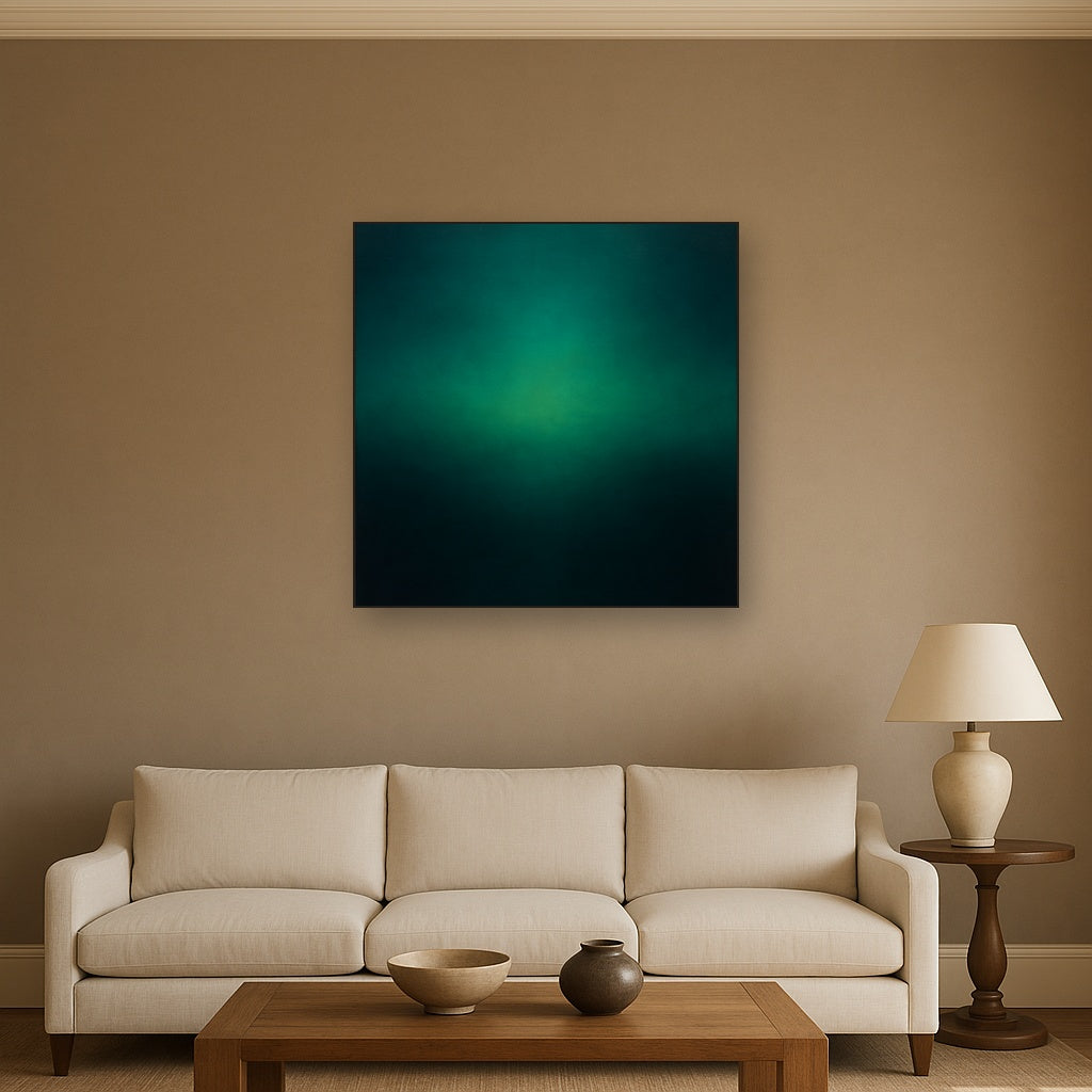 Midnight Teal & Deep Malachite Gradient No. 5 Oil Painting - View 2