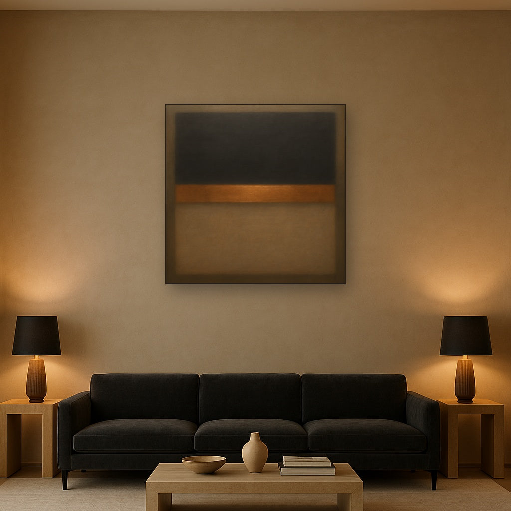 Charcoal Slate & Burnished Copper Horizon No. 5 Oil Painting - View 2