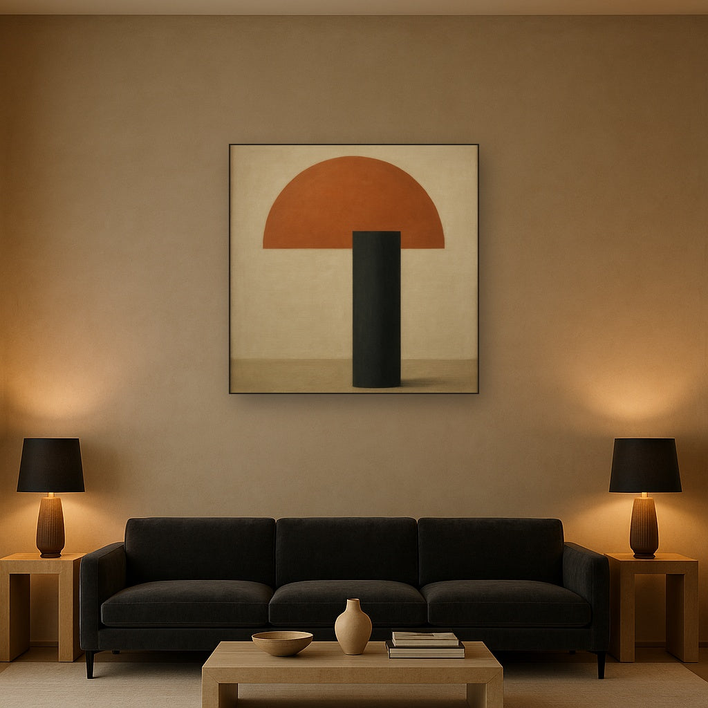 Semicircle Horizon & Minimalist Pillar No. 3 Oil Painting - View 2