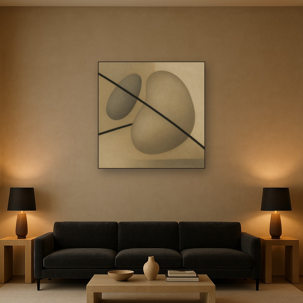 Organic Pebble Contours & Slanted Lines No. 19 Oil Painting - View 2