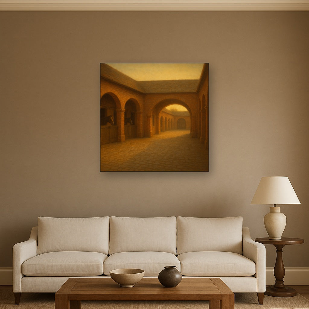Equestrian Stable Courtyard in Late Afternoon No. 19 Oil Painting - View 2