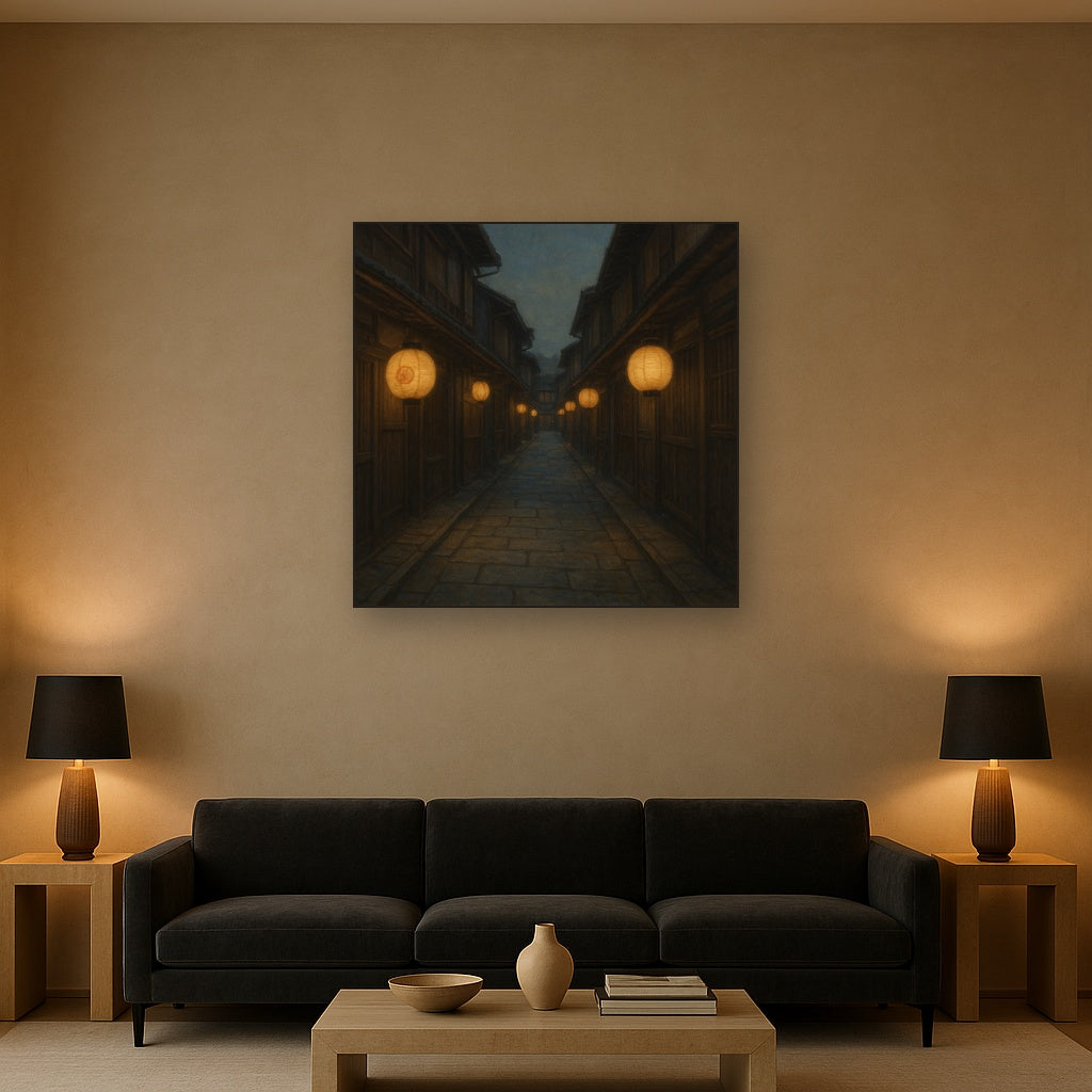 Old Kyoto Gion Alley in Soft Lantern Light No. 19 Oil Painting - View 2