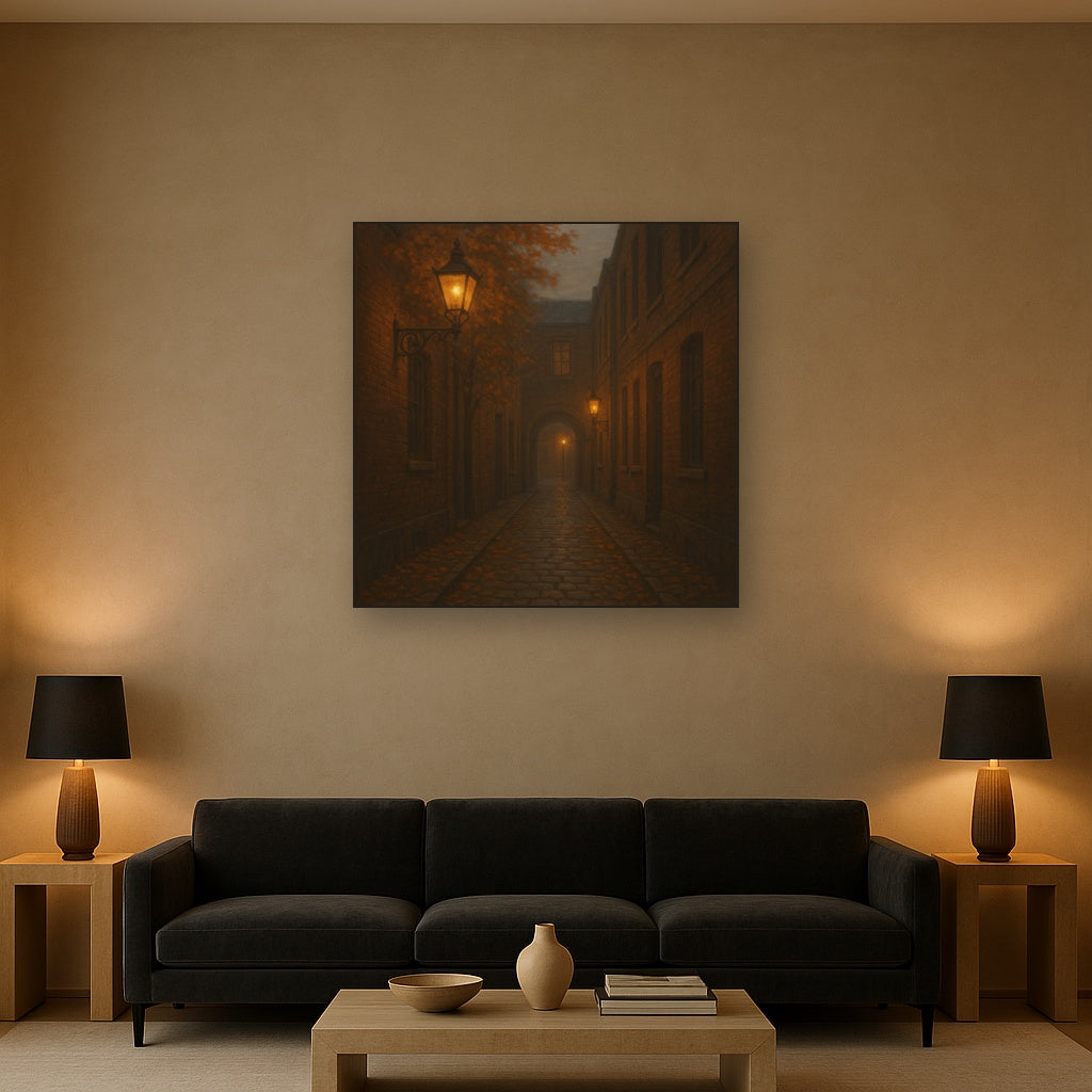 London Gaslamp Alley in Autumn Dusk No. 26 Oil Painting - View 2