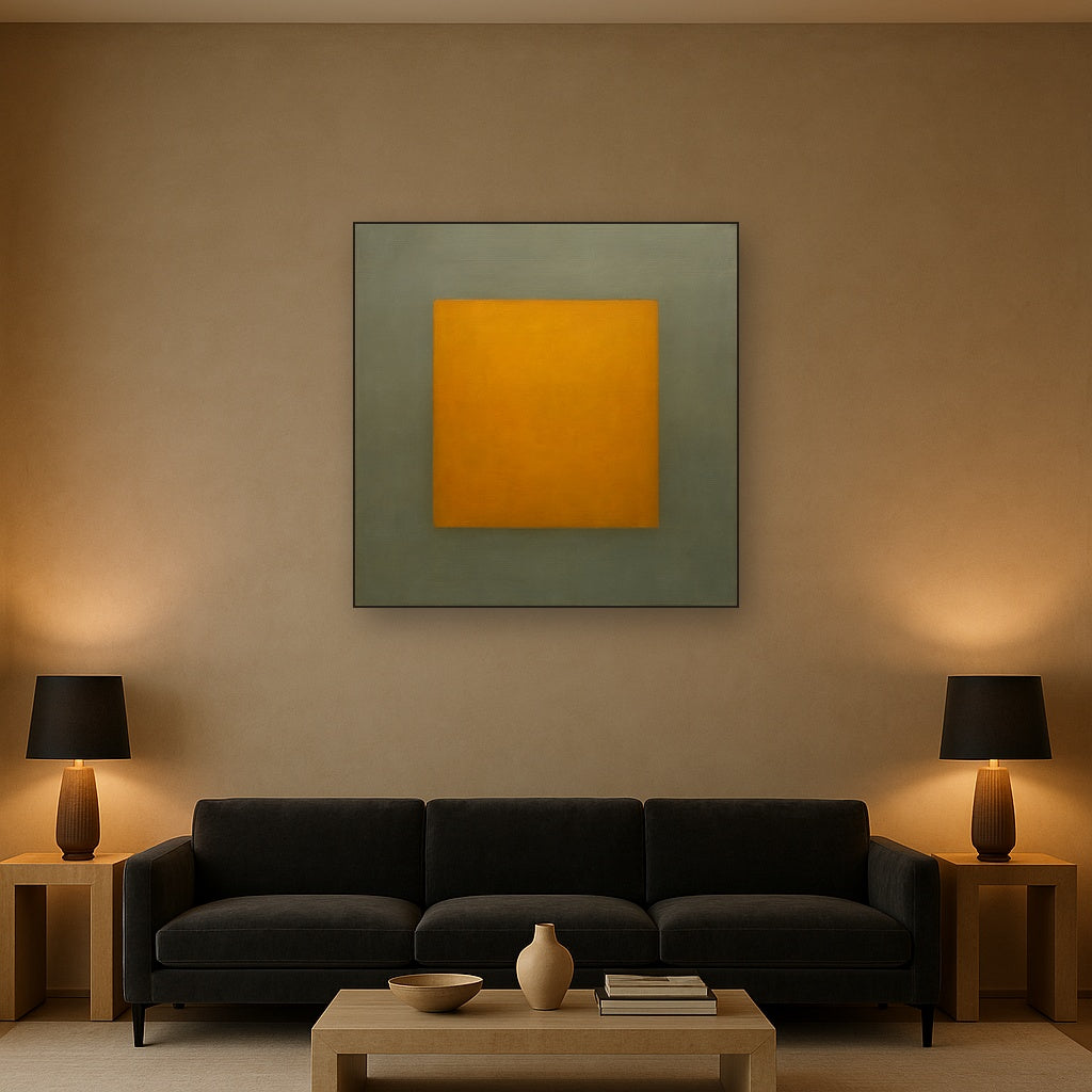 Cadmium Amber & Slate Grey Block No. 10 - Modern Fine Art Oil Painting - View 2