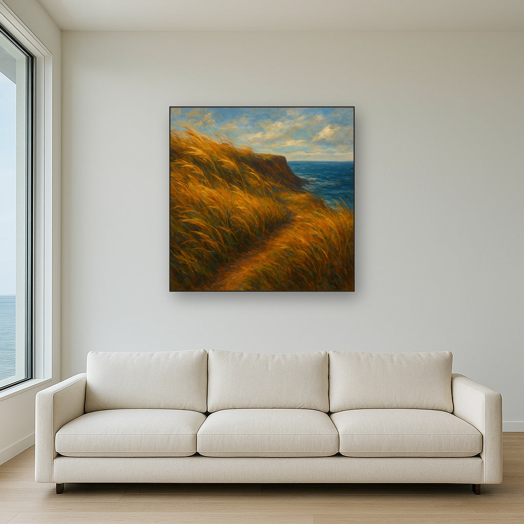 Wild Coastal Grasses on Windswept Bluff No. 2 Fine Art Oil Painting - View 2