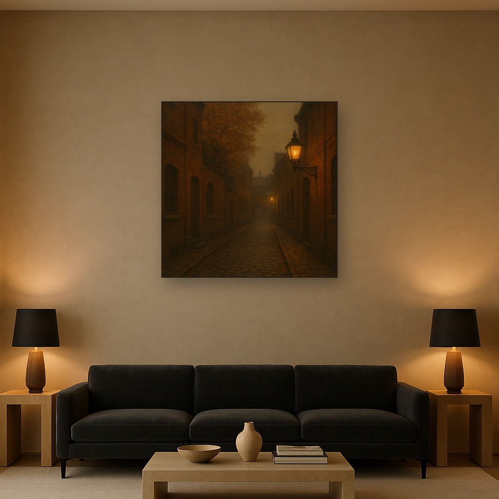 London Gaslamp Alley in Autumn Dusk No. 6 Oil Painting - View 2