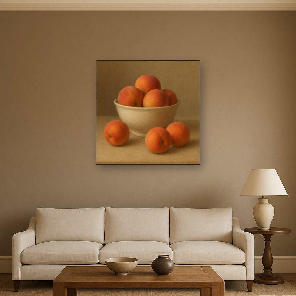 Heirloom Peaches & White Ceramic Bowl No. 9 Oil Painting - View 2