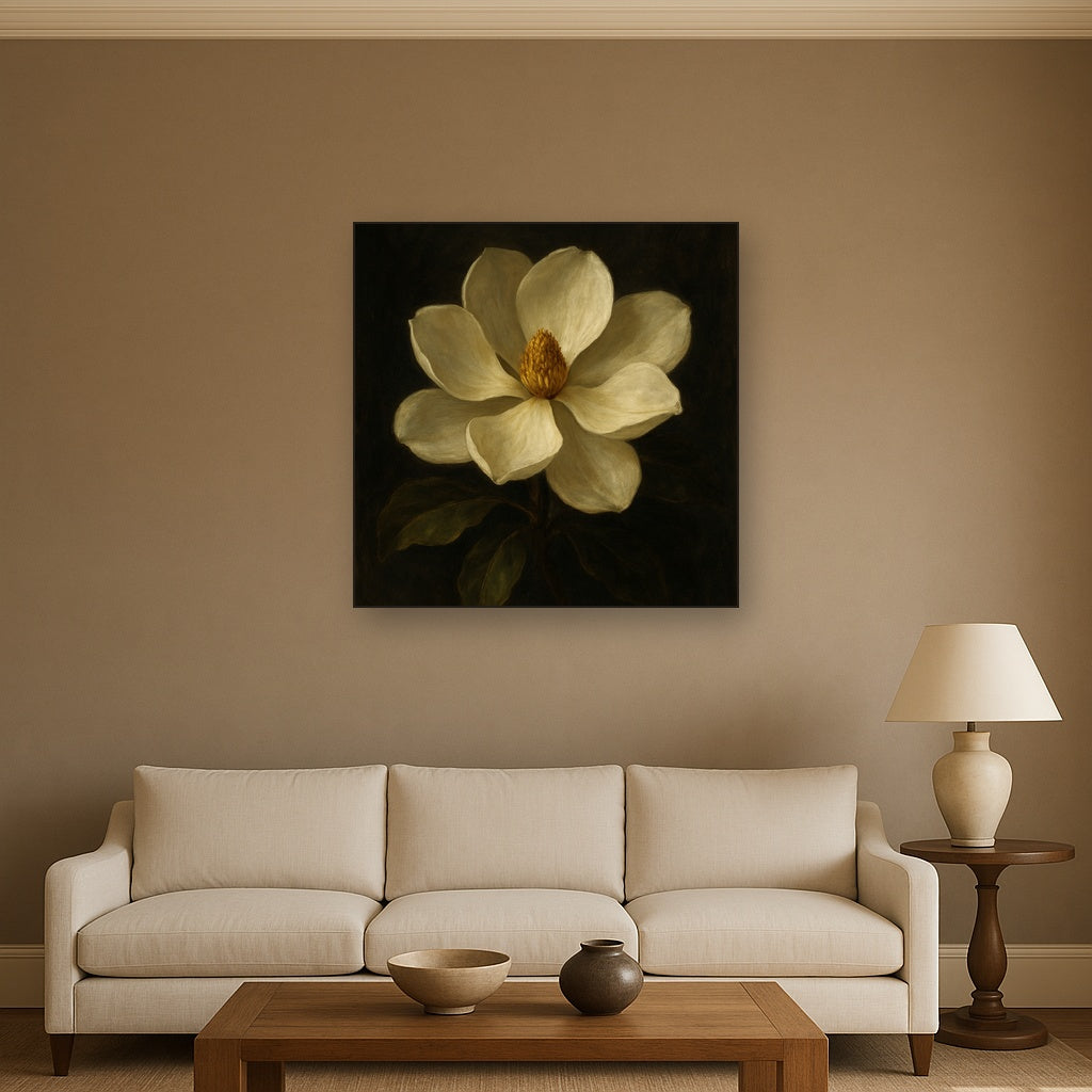 Magnolia Blossom in Quiet Chiaroscuro No. 9 Fine Art Oil Painting - View 2