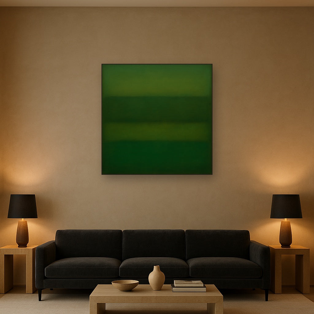 Forest Emerald & Deep Moss Contemplative Field No. 24 Oil Painting - View 2