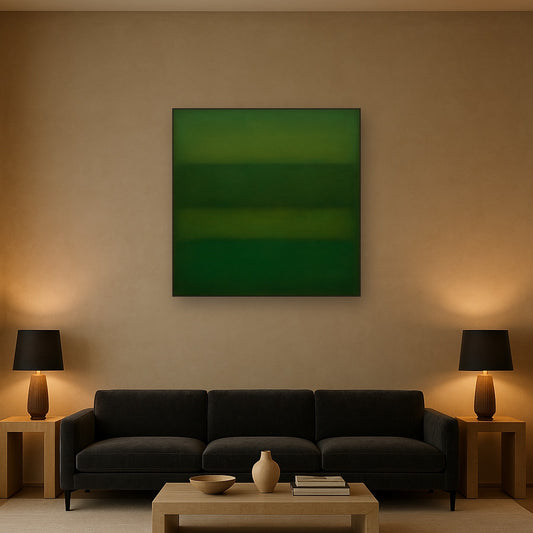 Forest Emerald & Deep Moss Contemplative Field No. 24 Oil Painting - View 2