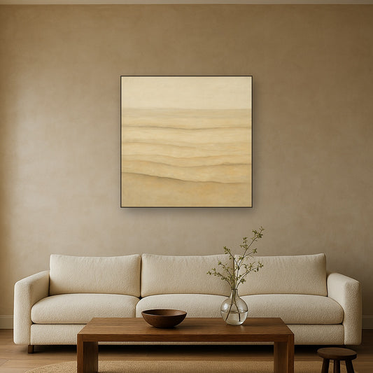Raw Limestone Horizon & Washed Linen No. 15 Oil Painting - View 2