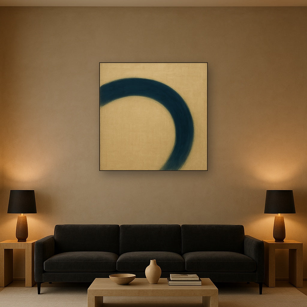 Navy Indigo & Warm Sand Sweep No. 2 - Modern Fine Art Oil Painting - View 2