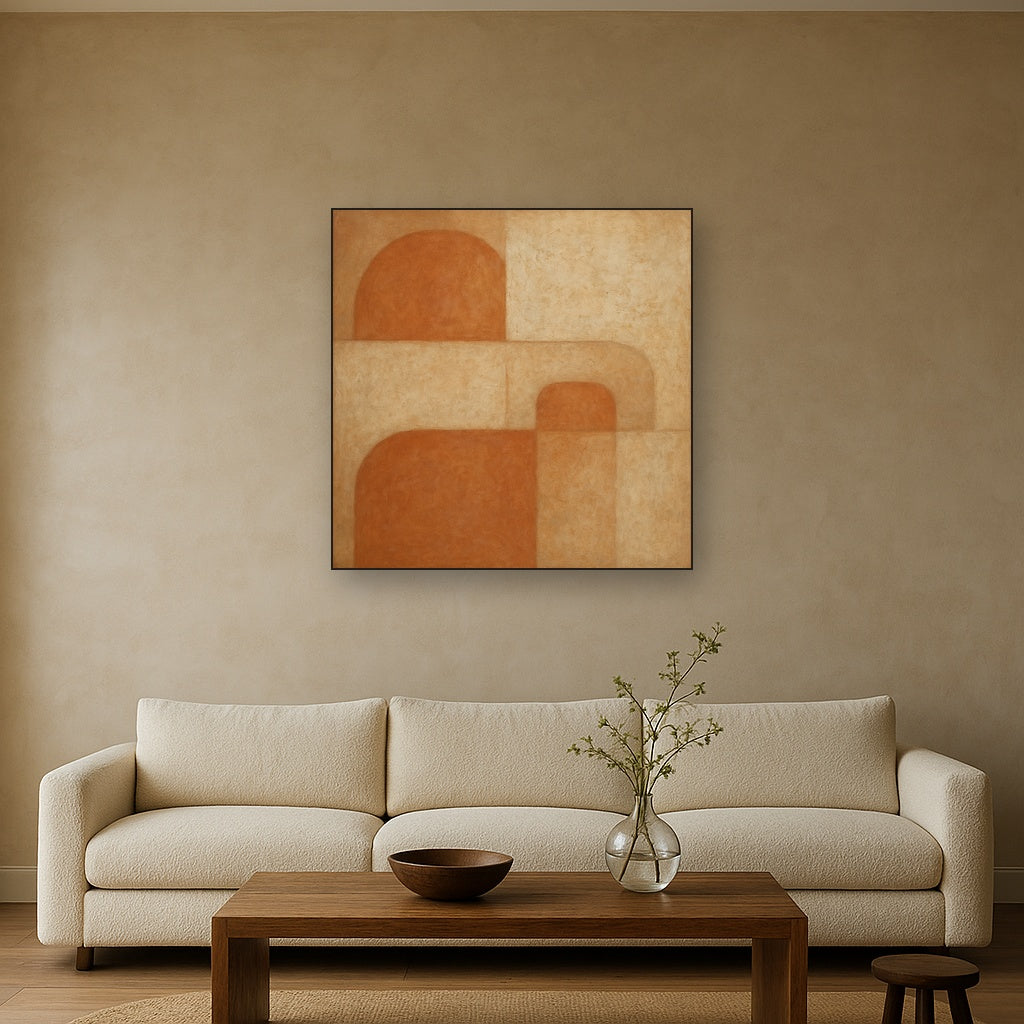 Earthy Terracotta & Weathered Plaster Wash No. 2 Oil Painting - View 2