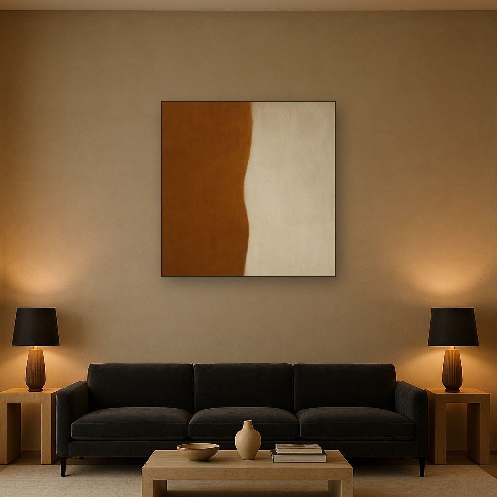 Burnt Umber & Greige Duet No. 7 - Modern Fine Art Oil Painting - View 2