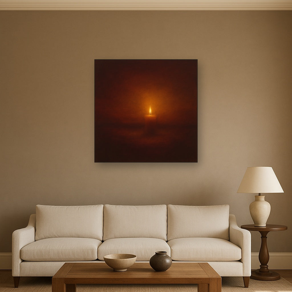 Deep Garnet & Amber Candlelight Horizon No. 3 Oil Painting - View 2