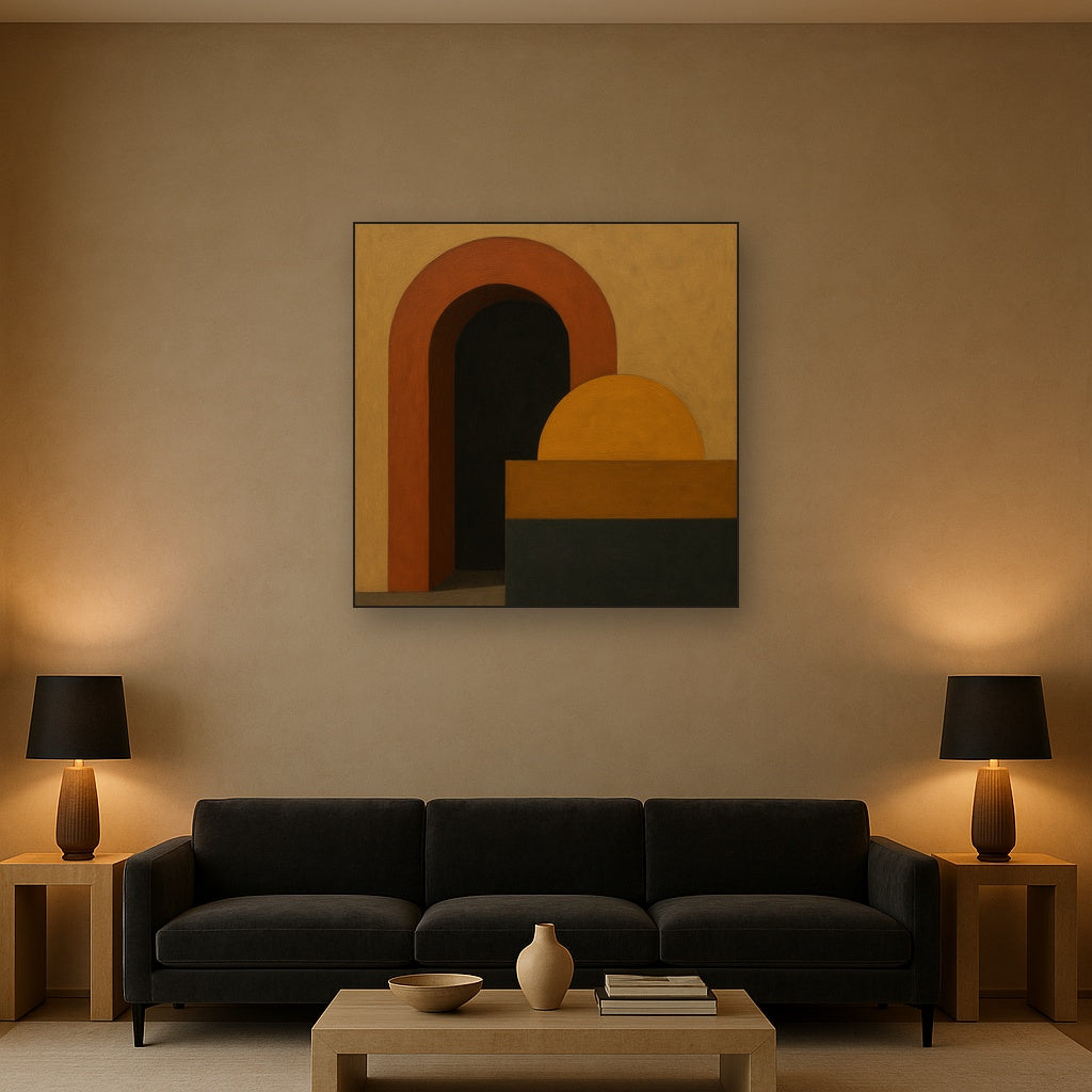 Bauhaus Archway & Terracotta Semicircle Suite No. 13 Fine Art Oil Painting - View 2