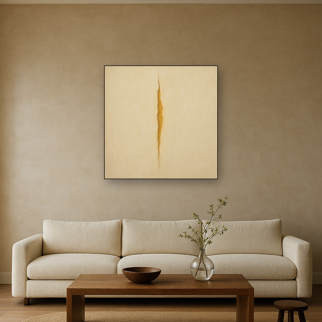 Tactile Stucco & Ochre Rift No. 9 - Modern Fine Art Oil Painting - View 2
