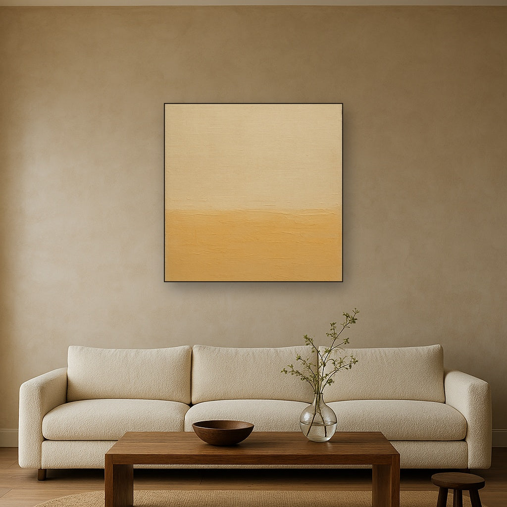 Earthy Raw Linen Texture Field No. 4 - Modern Fine Art Oil Painting - View 2