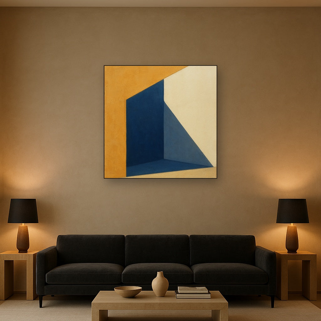 Sun & Shadow Architectural Facade Geometry No. 4 Fine Art Oil Painting - View 2