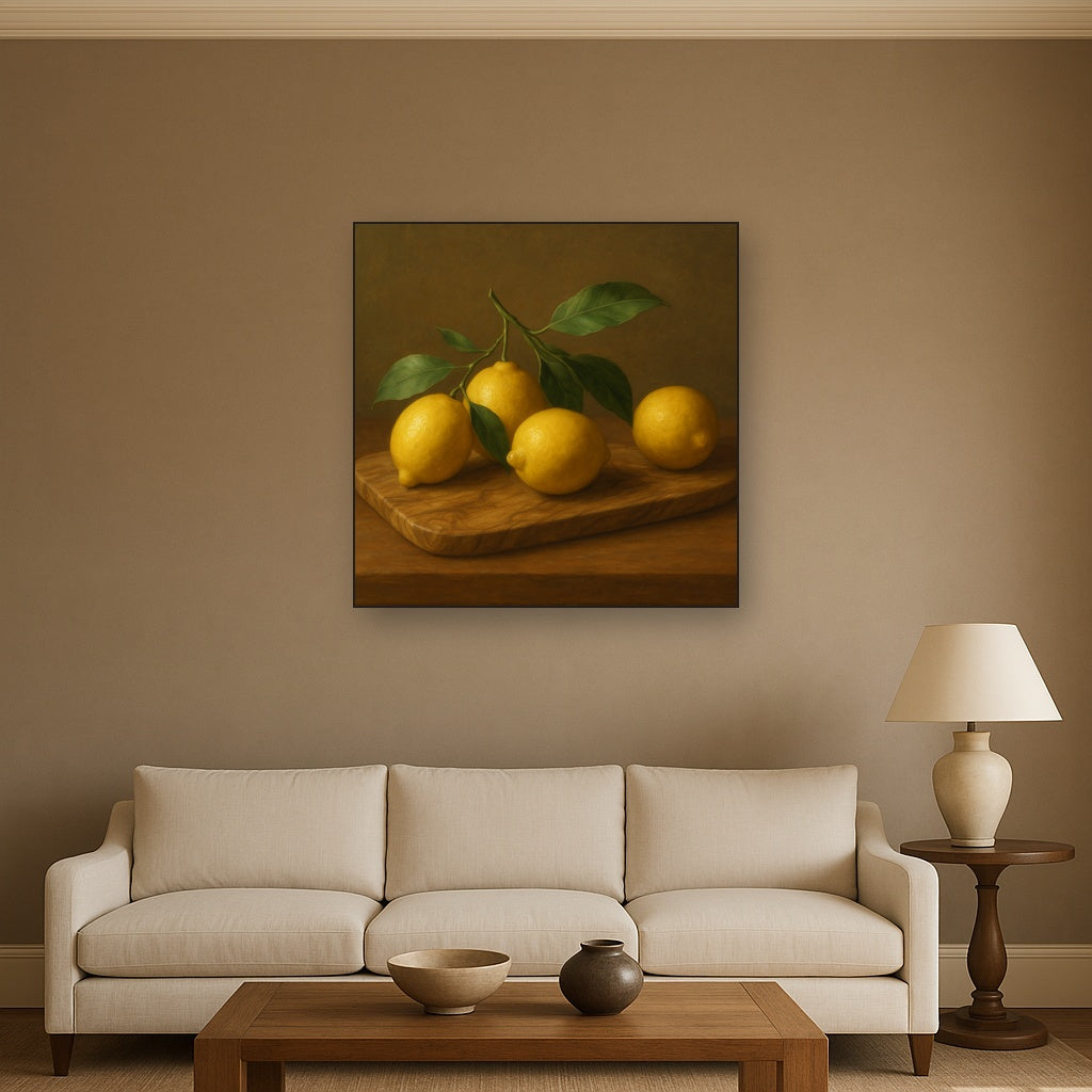Meyer Lemons on Olive Wood Board No. 4 Oil Painting - View 2