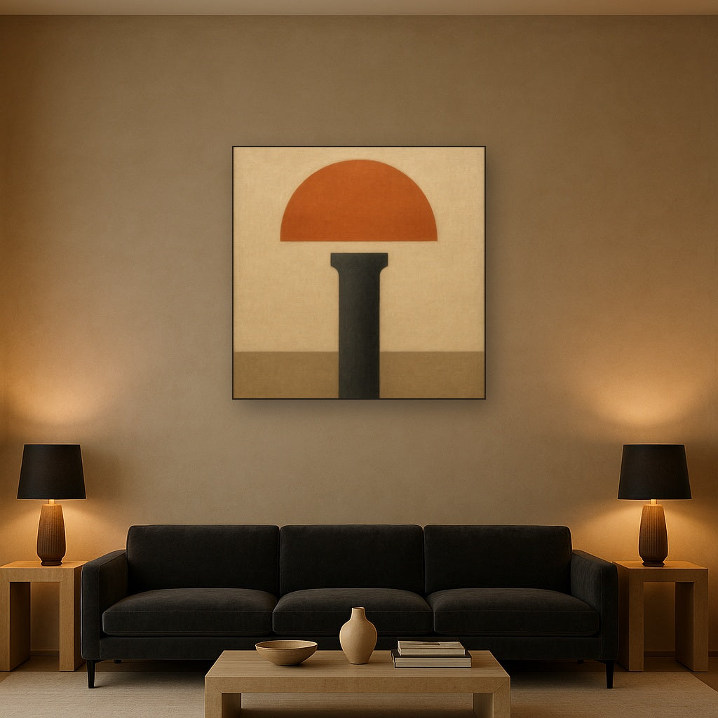 Semicircle Horizon & Minimalist Pillar No. 13 Oil Painting - View 2