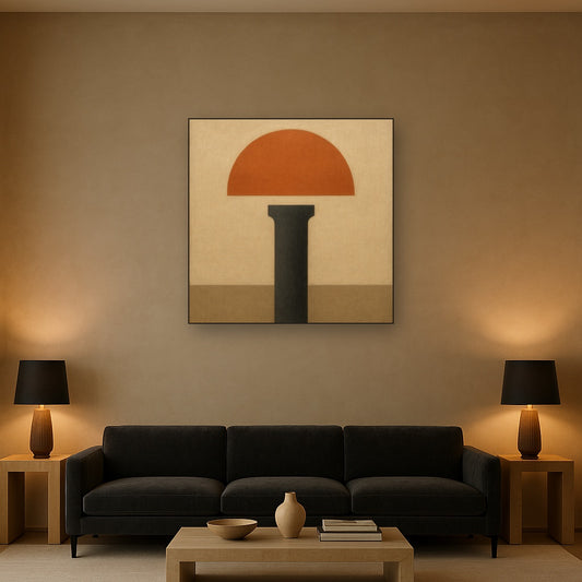 Semicircle Horizon & Minimalist Pillar No. 13 Oil Painting - View 2