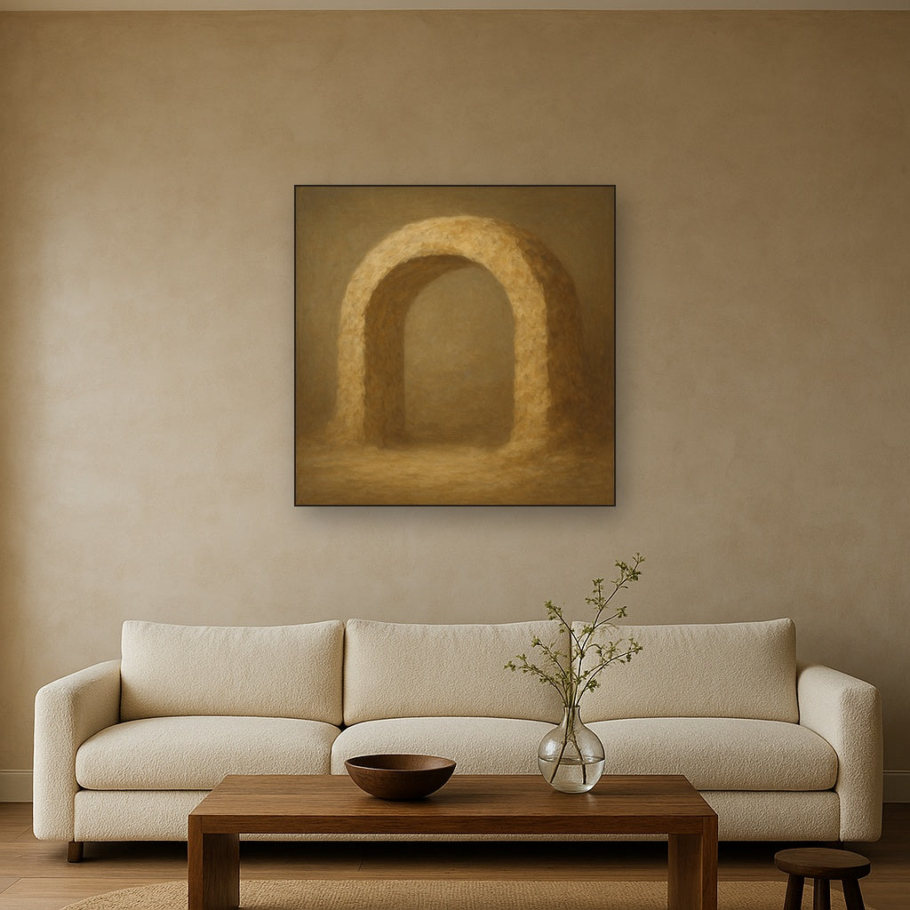 Travertine Stone Arch & Earth Tones No. 13 Oil Painting - View 2