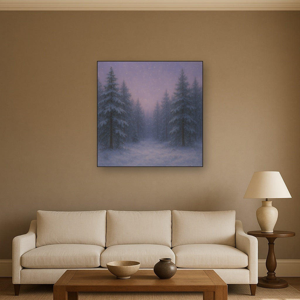 Quiet Pine Forest in Gentle Twilight Snow No. 5 Oil Painting - View 2
